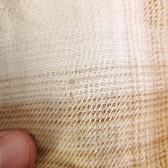 Old Navy Top Womens L Boyfriend Shirt Tunic Cream Plaid Soft Button Down - Picture 10 of 10